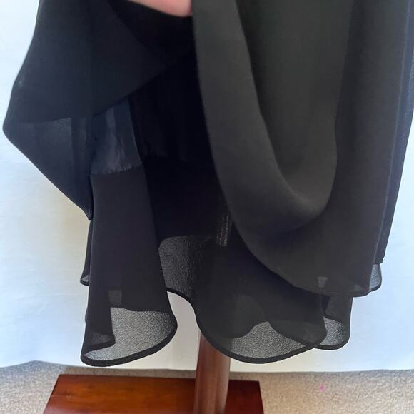 Virgo Chiffon Overlay Little Black Dress Size 10 Whimsygoth Midi Cocktail Sheer - Picture 9 of 14